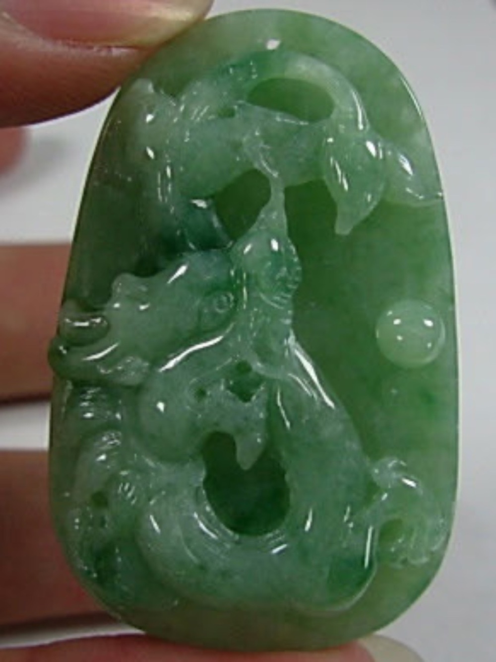 100% Natural A Grade Green Jade *(老坑) / Icy Jadeite "Dragon" Lucky Pendant